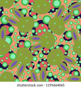 Seamless background with cute cartoon rabbits.