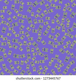 Seamless background with cute cartoon rabbits.
