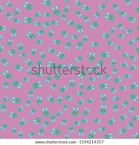 Seamless background with cute cartoon rabbits.