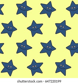 Seamless background of cute cartoon stars. Pattern.
