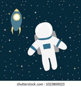 seamless background with cute doodle astronauts and stars, vector illustration