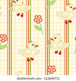Seamless background with cute duck