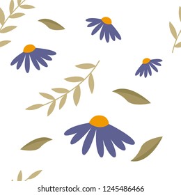 Seamless background with cute forest animals, flowers, mushrooms in cartoon style