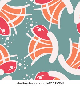 Seamless background with cute freehand bugs.