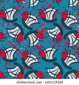 Seamless background with cute freehand bugs.