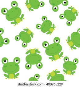 Seamless background with cute frog design 
