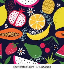 Seamless background with cute fruits pattern