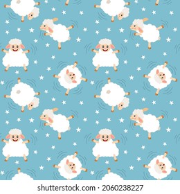 Fondo incomparable de corderos adorables ovejas con estrellas de fondo azul
