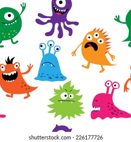 Seamless background with a cute monsters