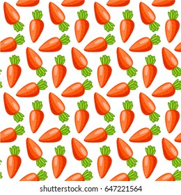 Seamless background of cute orange carrots. Pattern.