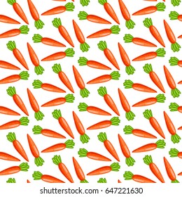 Seamless background of cute orange carrots. Pattern.