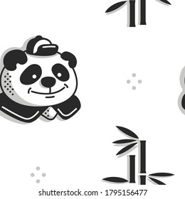 El fondo sin inconveniente con el lindo panda. Diseño para tela, papel pintado, servilletas, textiles, embalaje, fondos.