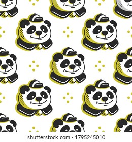Nahtloser Hintergrund mit süßem Panda. Design für Gewebe, Tapeten, Servietten, Textilien, 