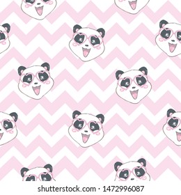 Seamless background with cute Panda. Vector illustration