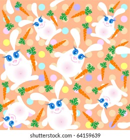 Seamless background with cute rabbits