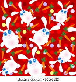 Seamless background with cute rabbits