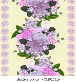 Seamless background with cute roses and peonies. Design for cloth, wallpaper, gift wrapping. Print for silk, calico and home textiles.Vintage natural pattern.