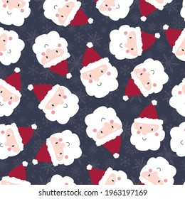 Seamless background with cute Santa Claus face