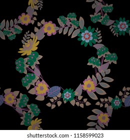 Seamless background with cute simple flowers in brown, gray and black colors. Design for cloth, wallpaper, gift wrapping. Print for silk, calico and home textiles. Vector vintage natural pattern.