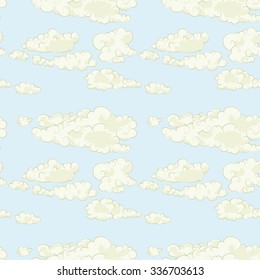 seamless background with cute sketch clouds