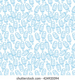 Seamless background of cute sketch ice creams. hand-drawn illustration