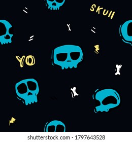 fondo sin costura con calaveras lindas. Diseño para tela, papel pintado, servilletas, textiles, embalaje, fondos.