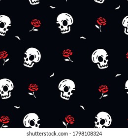 seamless background with cute skulls. Design for fabric, wallpaper, napkins, textiles, packaging, backgrounds.