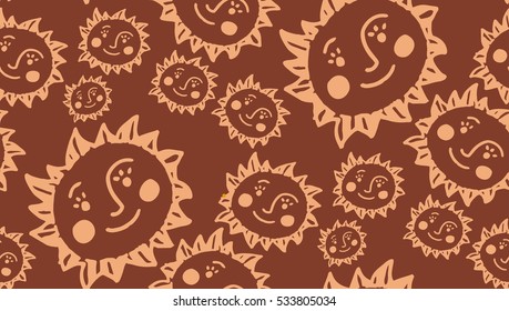 seamless background of cute suns