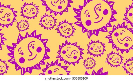 seamless background of cute suns