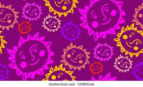 seamless background of cute suns