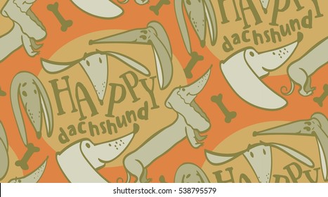 seamless background dachshund dog, happy dachshund, funny dog, happy dachshund, Weiner dog, sausage dog, dachshund puppy, daschund