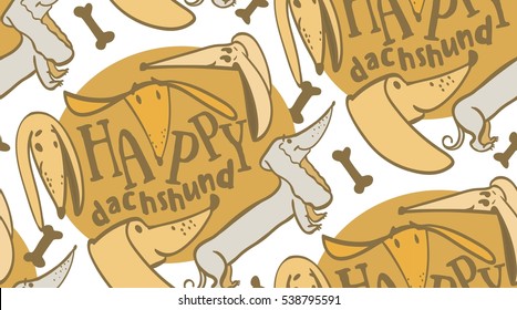 seamless background dachshund dog, happy dachshund, funny dog, happy dachshund, Weiner dog, sausage dog, dachshund puppy, daschund