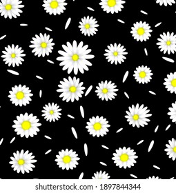Seamless background with daisies of different sizes.