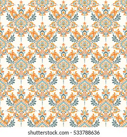 Seamless background in Damascus style.  Vintage ornament. Use for wallpaper, printing on the packaging paper, textiles.