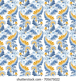 Seamless background in Damascus style. Vintage ornament. Use for wallpaper, printing on the packaging paper, textiles.