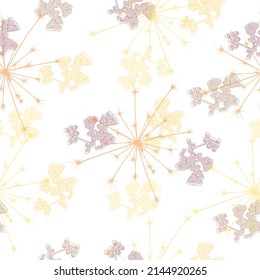 Seamless background from a dandelion. Doodle dandelion blowing flowers isolated illustration.