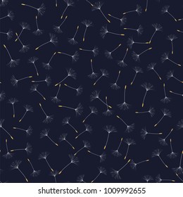 Seamless background from a dandelion. Flight of a dandelion, seeds fly from the wind. Light, pleasant texture. Suitable for fabric, paper, wallpaper. Vector illustration.
