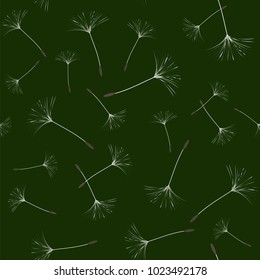 Seamless background from a dandelion. Flight of a dandelion, seeds fly from the wind. Light, pleasant texture. Suitable for fabric, paper, wallpaper. Vector illustration.