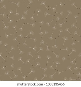 Seamless background from a dandelion. Flight of a dandelion, seeds fly from the wind. Light, pleasant texture. Suitable for fabric, paper, wallpaper. Vector illustration.