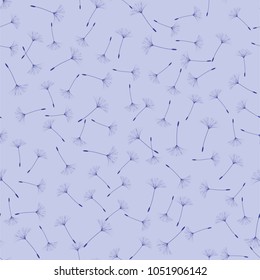 Seamless background from a dandelion. Flight of a dandelion, seeds fly from the wind. Light, pleasant texture. Suitable for fabric, paper, wallpaper. Vector illustration.