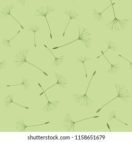 Seamless background from a dandelion. Flight of a dandelion, seeds fly from the wind. Light, pleasant texture. Suitable for fabric, paper, wallpaper. Vector illustration.