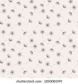 Seamless background from a dandelion. Flight of a dandelion, seeds fly from the wind