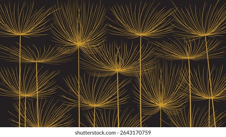 Seamless background from a dandelion. Flight of a dandelion, seeds fly from the wind