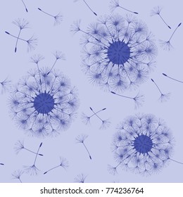Seamless background from a dandelion. Flight of a dandelion, seeds fly from the wind. Light, pleasant texture. Suitable for fabric, paper, wallpaper. Vector illustration.
