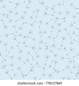 Seamless background from a dandelion. Flight of a dandelion, seeds fly from the wind. Light, pleasant texture. Suitable for fabric, paper, wallpaper. Vector illustration.