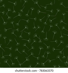 Seamless background from a dandelion. Flight of a dandelion, seeds fly from the wind. Light, pleasant texture. Suitable for fabric, paper, wallpaper. Vector illustration.