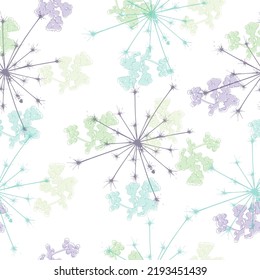 Seamless background from a dandelion. Seamless pattern set vector drawing dandelion on background, flat design