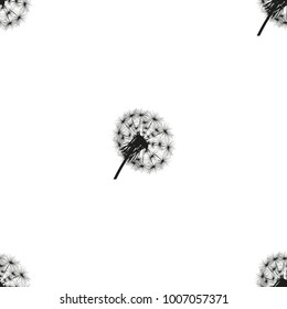 Seamless background, dandelions silhouettes 