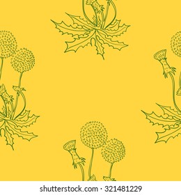 Seamless background with dandelions, vector illustration.