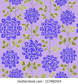 Seamless background with dark blue roses. Patchwork vector background.